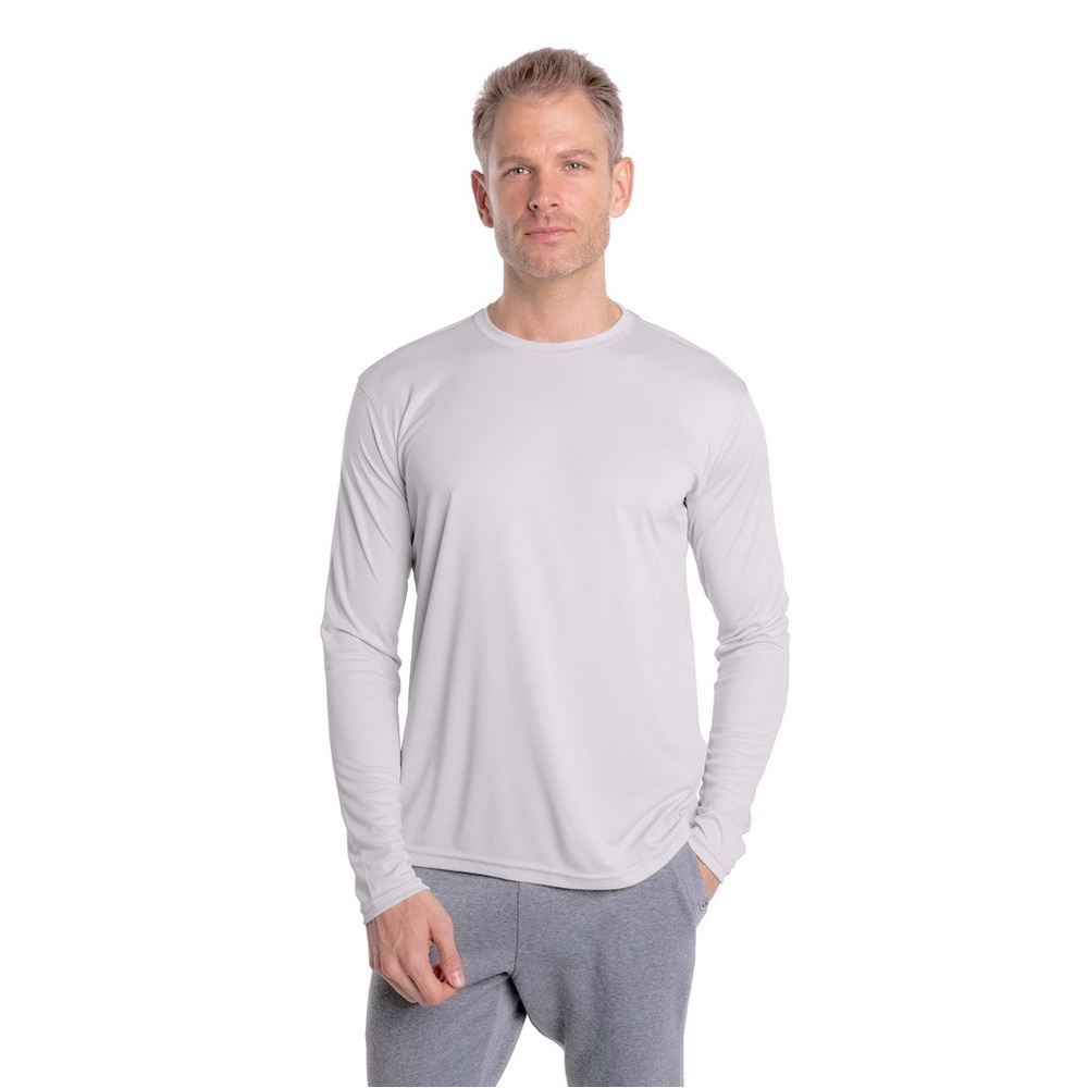 VAPOR APPAREL Solar UPF Men's Light Grey Silver Long Sleeve Tee T-shirt